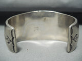 Signed Vintage Native American Navajo Sterling Silver Mirror Turquoise Bracelet Old-Nativo Arts