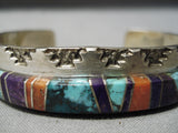 Native American Intricate!! Vintage Benny Zuni Turquoise Sugulite Sterling Silver Bracelet-Nativo Arts