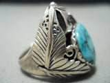 Authentic Badger Native American Navajo Turquoise Sterling Silver Ring-Nativo Arts