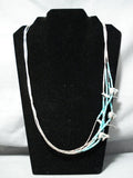 Native American Heavy Rare Vintage Santo Domingo Turquoise Sterling Silver Fetish Necklace Old-Nativo Arts