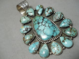 Important Colossal Vintage Native American Navajo Spiderweb Turquoise Sterling Silver Pendant-Nativo Arts
