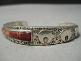 One Of Best Vintage Native American Navajo Bev Thomas Sterling Silver Inlay Bear Bracelet-Nativo Arts