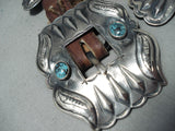 Extremely Rare Turquoise Vintage Native American Navajo Sterling Silver Concho Belt-Nativo Arts