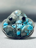 Important Ben Begaye Native American Navajo Spiderweb Turquoise Sterling Silver Frog Ring-Nativo Arts