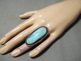 Superlative Vintage Native American Navajo Turquoise Sterling Silver Ring Old-Nativo Arts