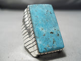Big Huge Vintage Native American Navajo Kingman Turquoise Sterling Silver Ring Old-Nativo Arts