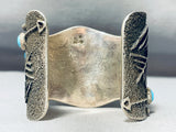 Ancient Petroglyph Native American Navajo Turquoise Sterling Silver Heavy Bracelet-Nativo Arts