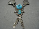Striking Vintage Navajo Turquoise Sterling Silver Native American Necklace-Nativo Arts