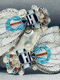Show-stopping Vintage Native American Zuni Mother Of Pearl Sterling Silver Bracelet Signed-Nativo Arts