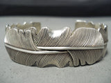 Extremely Detailed Vintage Native American Navajo Sterling Silver Feather Bracelet-Nativo Arts