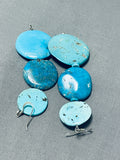 Native American Beautiful Vintage Santo Domingo 8 Turquoise Sterling Silver Earrings-Nativo Arts
