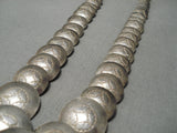Native American Hand Wrought Vintage Navajo Sterling Silver Bead Necklace Old-Nativo Arts