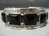 Best Vintage Native American Navajo Squared Onyx Sterling Silver Bracelet Cuff-Nativo Arts