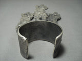 413 Grams Solid Sterling Native American Jewelry Silver Navajo Tufa Cast Kachina Dnacer Bracelet-Nativo Arts