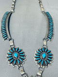 Jake Yazzie Important Vintage Native American Navajo Turquoise Sterling Silver Necklace-Nativo Arts