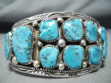 Marie Thompson Vintage Native American Navajo 12 Kingman Turquoise Sterling Silver Bracelet-Nativo Arts
