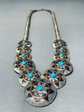 One Of The Best Vintage Native American Navajo Turquoise Sterling Silver Basket Necklace-Nativo Arts