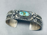 Silverwork Genius Vintage Native American Navajo Turquoise Sterling Silver Repoussed Bracelet-Nativo Arts