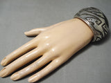 Heavy 100 Gram Vintage Navajo Geomtric Sterling Silver Native American Bracelet-Nativo Arts