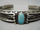Thick And Very Old!! Vintage Native American Navajo Turquoise Sterling Silver Bracelet Old-Nativo Arts