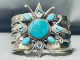 One Of The Craziest Vintage Native American Navajo Turquoise Swirl Sterling Silver Bracelet-Nativo Arts