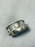 Awesome Vintage Native American Navajo Sterling Silver Storyteller Band Ring-Nativo Arts