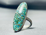 Stunning Vintage Native American Navajo Turquoise Chip Inlay Sterling Silver Ring-Nativo Arts