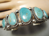 Native American Quality Graduating Turquoise Sterling Silver Bracelet Old-Nativo Arts