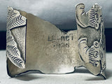 One Of The Most Detailed Vintage Native American Navajo Becenti Eagle Sterling Silver Bracelet-Nativo Arts