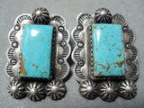 Incredible Vintage Native American Navajo Royston Turquoise Sterling Silver Earrings-Nativo Arts