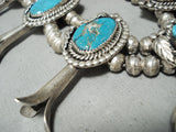 Gail Damon Vintage Native American Navajo Turquoise Sterling Silver Squash Blossom Necklace-Nativo Arts