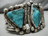 One Of The Best Vintage Native American Navajo Carlin Turquoise Sterling Silver Bracelet Old-Nativo Arts