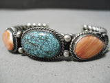 Important Dave Reeves Vintage Native American Navajo Turquoise Sterling Silver Coil Bracelet-Nativo Arts
