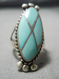 Authentic Vintage Native American Navajo Turquoise Inlay Sterling Silver Squash Blossom Necklace-Nativo Arts