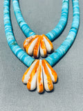 Native American Captivating Vintage Santo Domingo Kingman Turquoise Shell Necklace-Nativo Arts