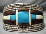 One Of The Biggest Best Vintage Native American Navajo Turquoise Heishi Sterling Silver Bracelet-Nativo Arts