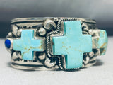 The Best Vintage Native American Navajo Cross Turquoise Sterling Silver Al Jake Bracelet (d)-Nativo Arts