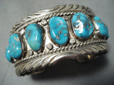 Wave Expert Vintage Native American Navajo Morenci Turquoise Sterling Silver Bracelet Old-Nativo Arts