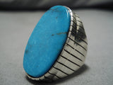 Vintage Navajo Ring Blue Diamond Turquoise Sterling Silver Native American-Nativo Arts
