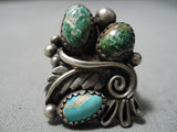 Incredible Vintage Native American Navajo Cerrillos Turquoise Sterling Silver Ring Old-Nativo Arts