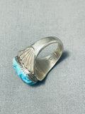 Heavy Vintage Native American Zuni Blue Gem Turquoise Sterling Silver Ring-Nativo Arts