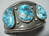 Museum Rare Turquoise Vintage Native American Navajo Sterling Silver Bracelet Old-Nativo Arts