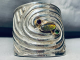 Jawdropping Heavy Sturdy Vintage Opal Sterling Silver Bracelet Cuff-Nativo Arts