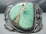 Huge Tin Jon Vintage Native American Navajo Damale Turquoise Sterling Silver Leaf Bracelet-Nativo Arts