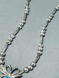 Signed Vintage Native American Zuni Blue Gem Turquoise Sterling Silver Necklace-Nativo Arts