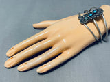 Incredible Swirl Vintage Native American Navajo Turquoise Snake Eyes Sterling Silver Bracelet-Nativo Arts