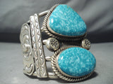 Dynamic Navajo Kingman Turquoise Sterling Silver Bracelet Native American-Nativo Arts