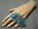 Huge And Heavy!! Vintage Native American Navajo Morenci Turquoise Sterling Silver Ring-Nativo Arts
