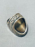 One Of The Most Unique Vintage Native American Navajo Turquoise Inlay Sterling Silver Ring-Nativo Arts