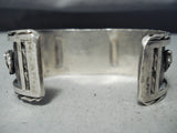 Stunning Vintage Native American Navajo Blue Thunder Turquoise Sterling Silver Bracelet-Nativo Arts